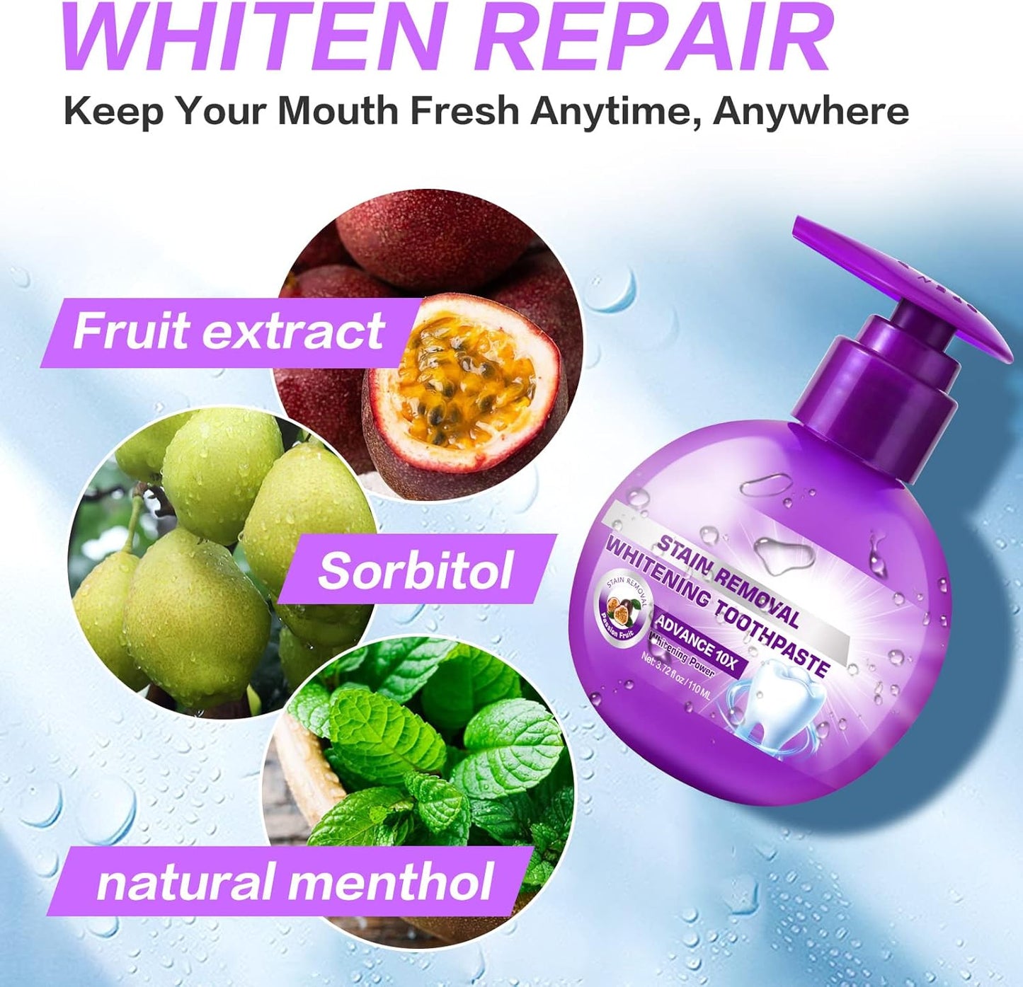 Foaming Baking Soda Toothpaste 🦷 (Fruit Flavors)