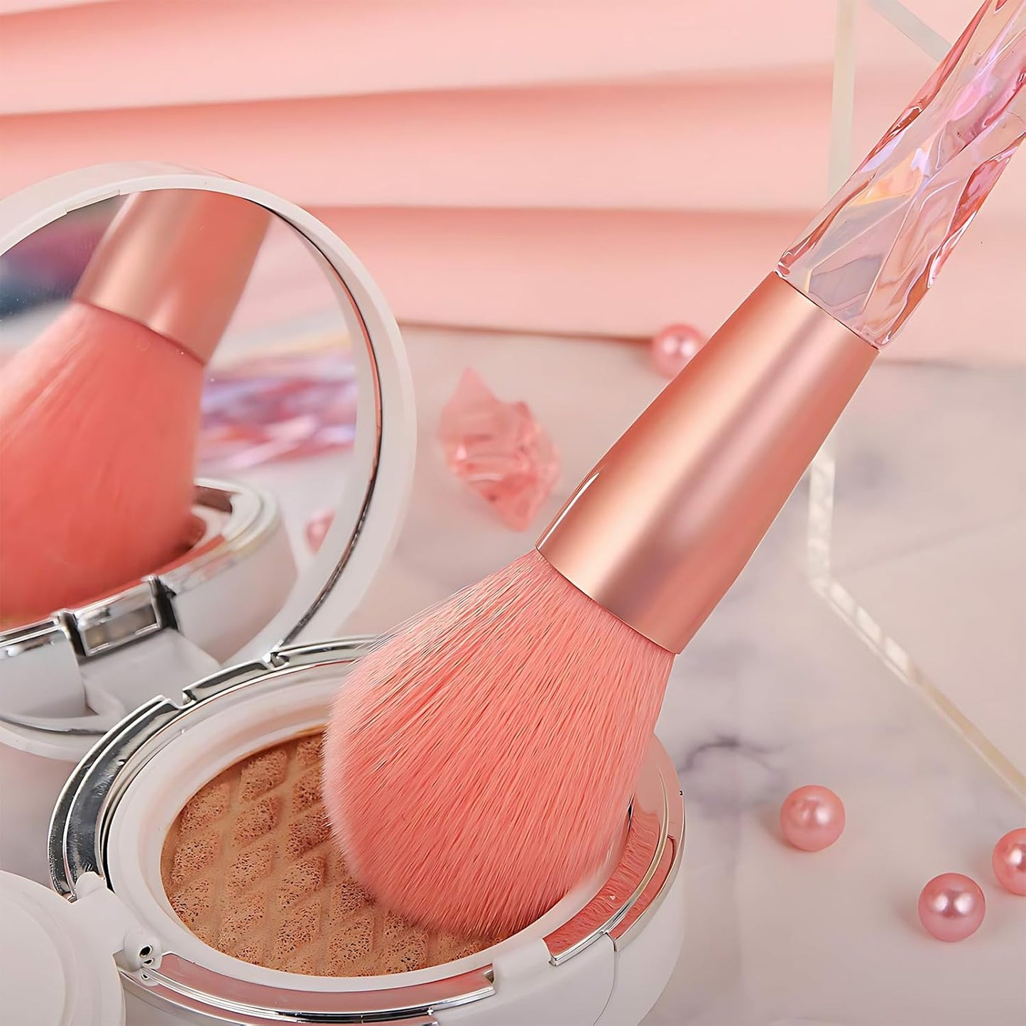 Crystal Pink Makeup Brush Set