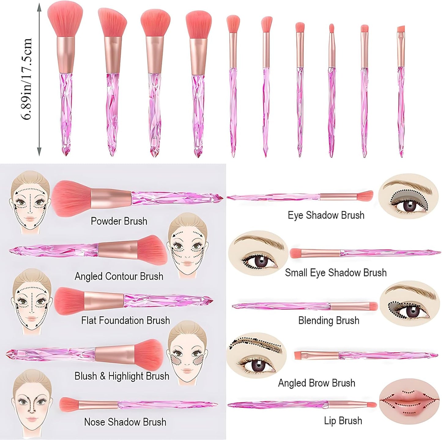 Crystal Pink Makeup Brush Set