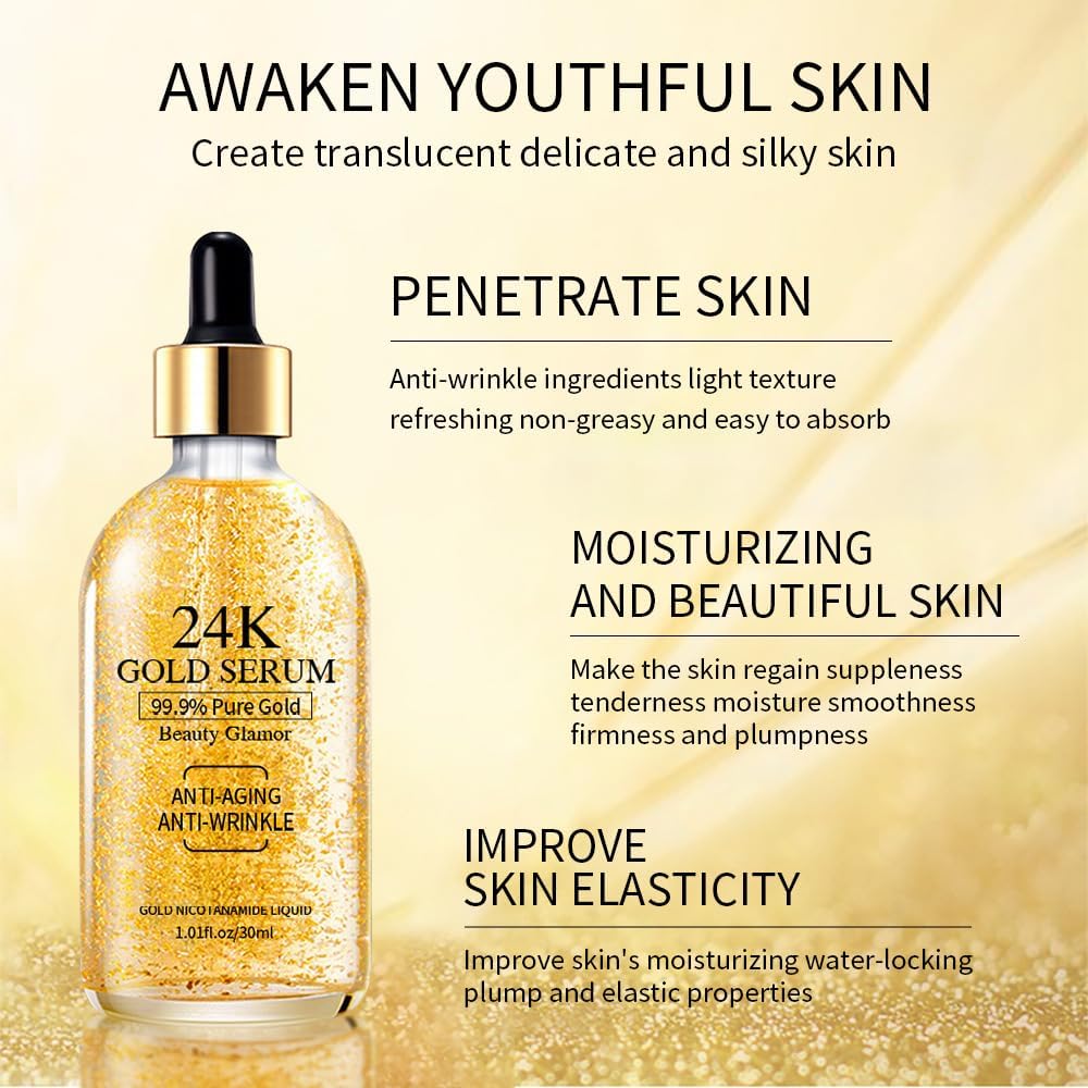 24K Gold Serum – Brighten, Firm & Glow