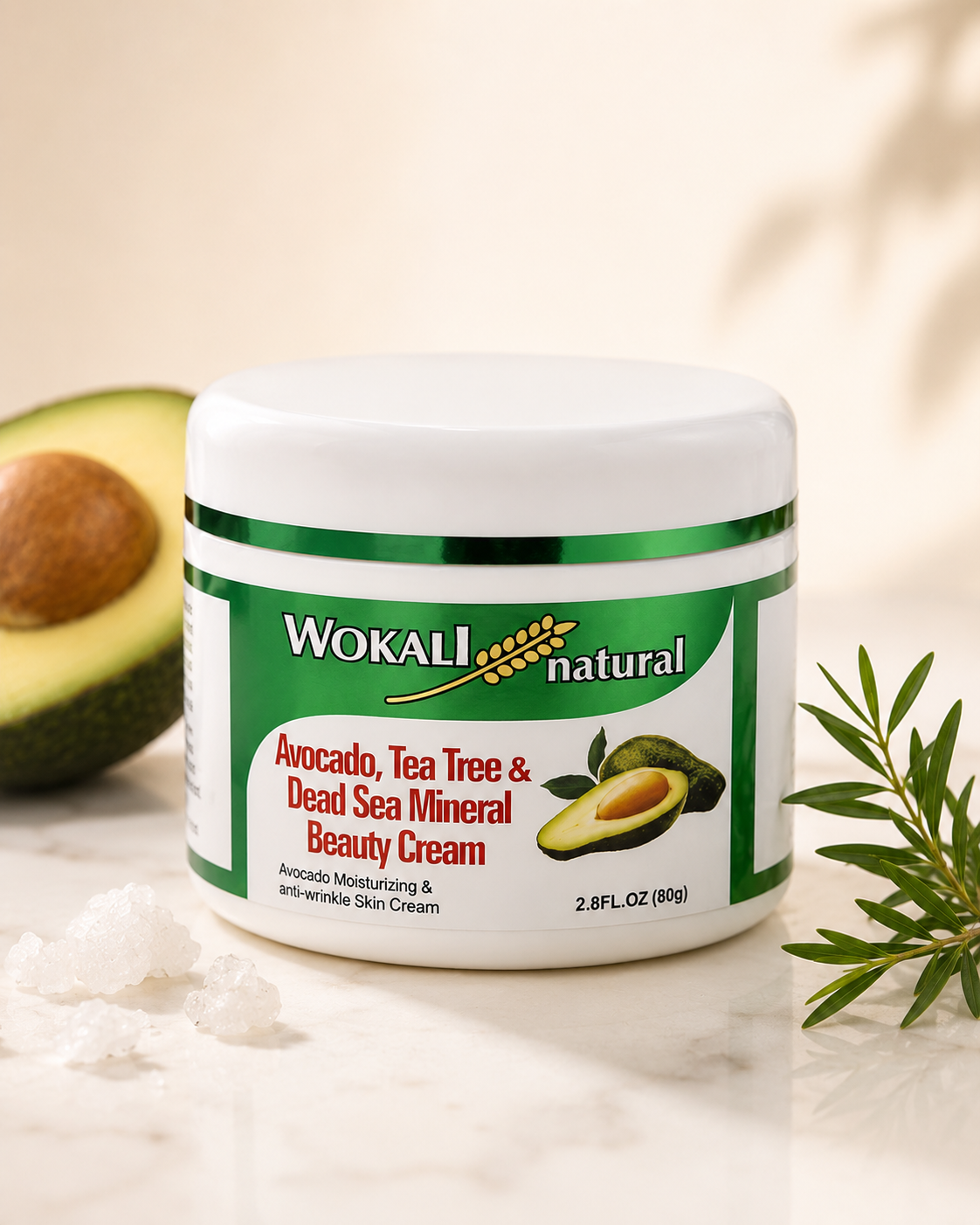 Wokali Natural Avocado, Tea Tree & Dead Sea Mineral Beauty Cream