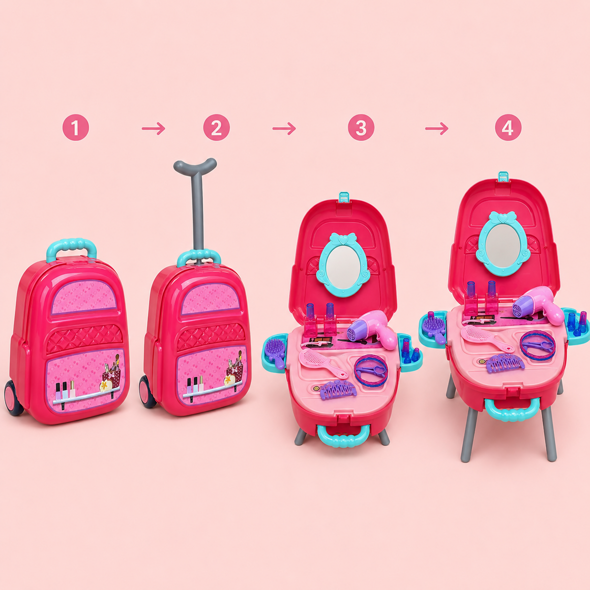 4-in-1 Beauty Playset Suitcase – 23 Pieces