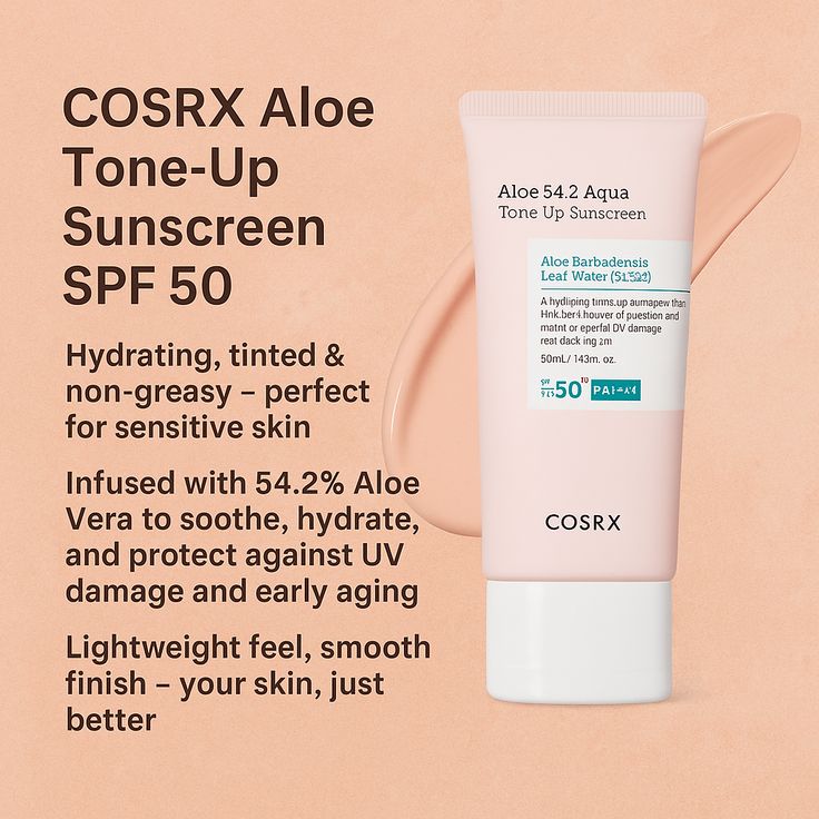 COSRX Aloe 54.2 Aqua Tone-Up Sunscreen – SPF 50+ PA++++ (50ml)