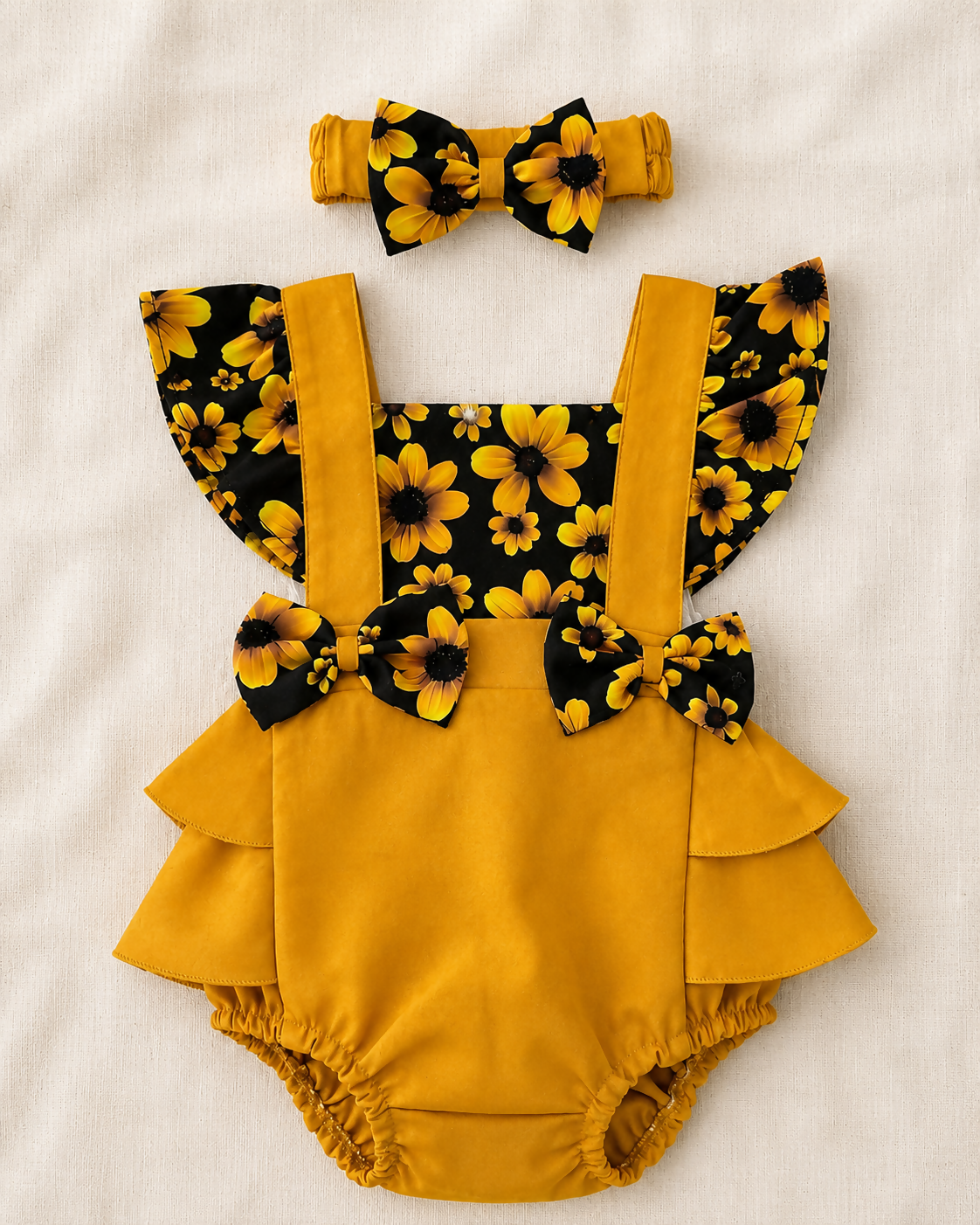 Baby Girl Satin Romper with Headband