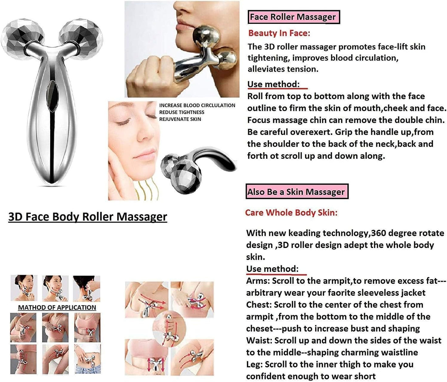 3D Face & Body Roller Massager – Lift, Sculpt & Relax
