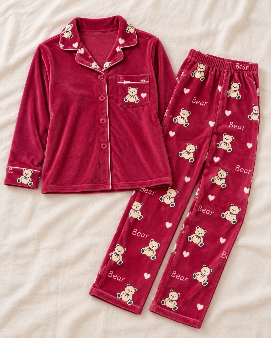 Women’s Plush Teddy Bear Pajama Set