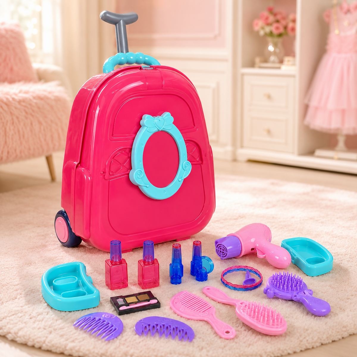 4-in-1 Beauty Playset Suitcase – 23 Pieces