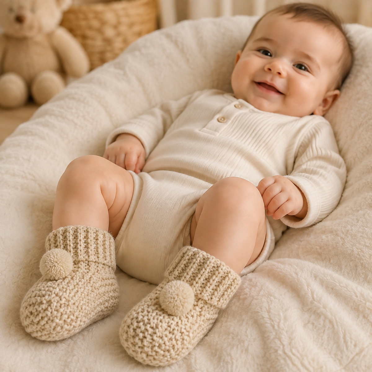 Baby Knitted Booties – 0–6 Months