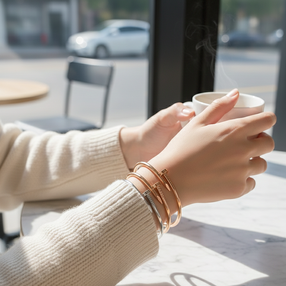 The Triple-Tone Nail Bangle Set