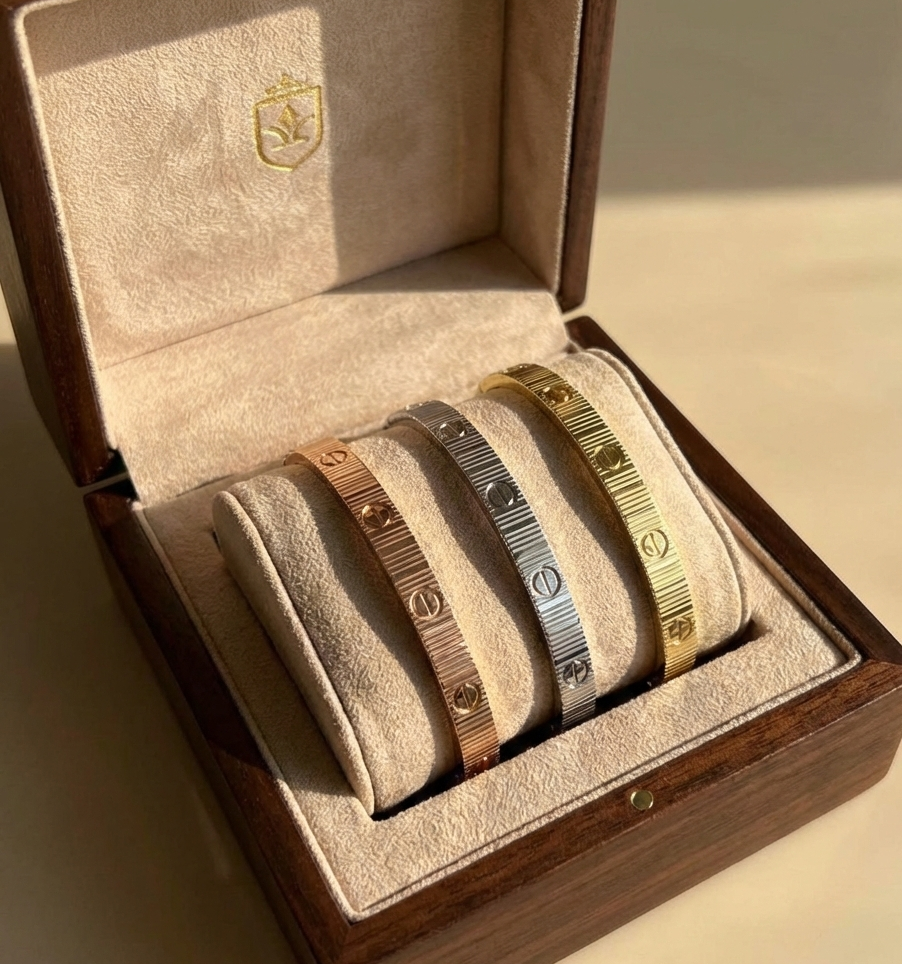 Signature Textured Bracelet Set – 3 Pieces