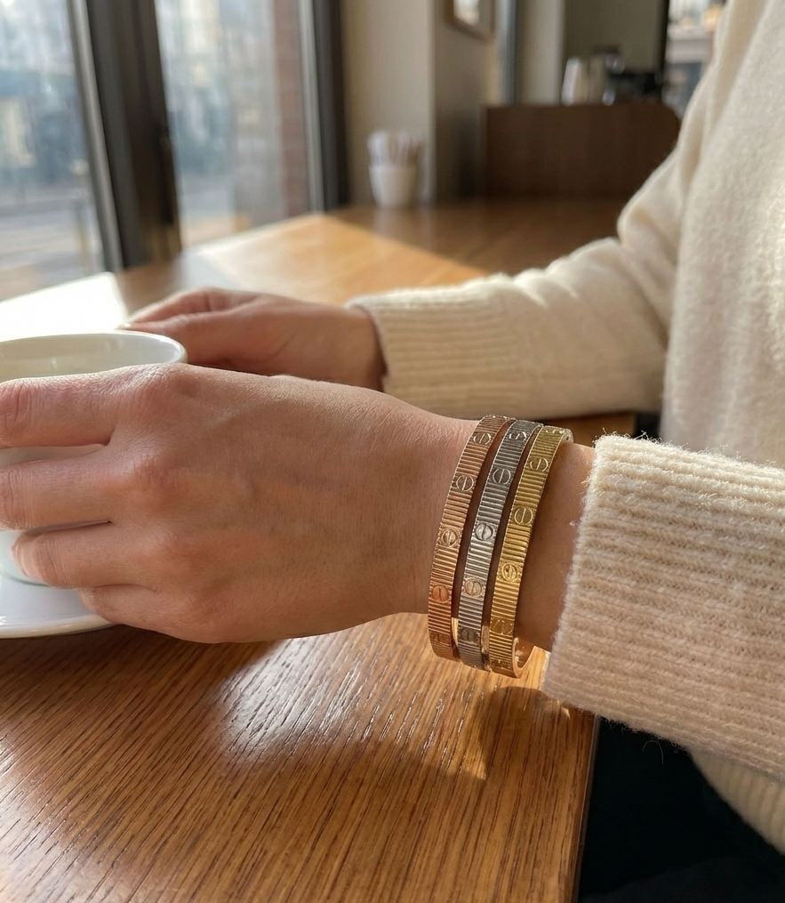 Signature Textured Bracelet Set – 3 Pieces