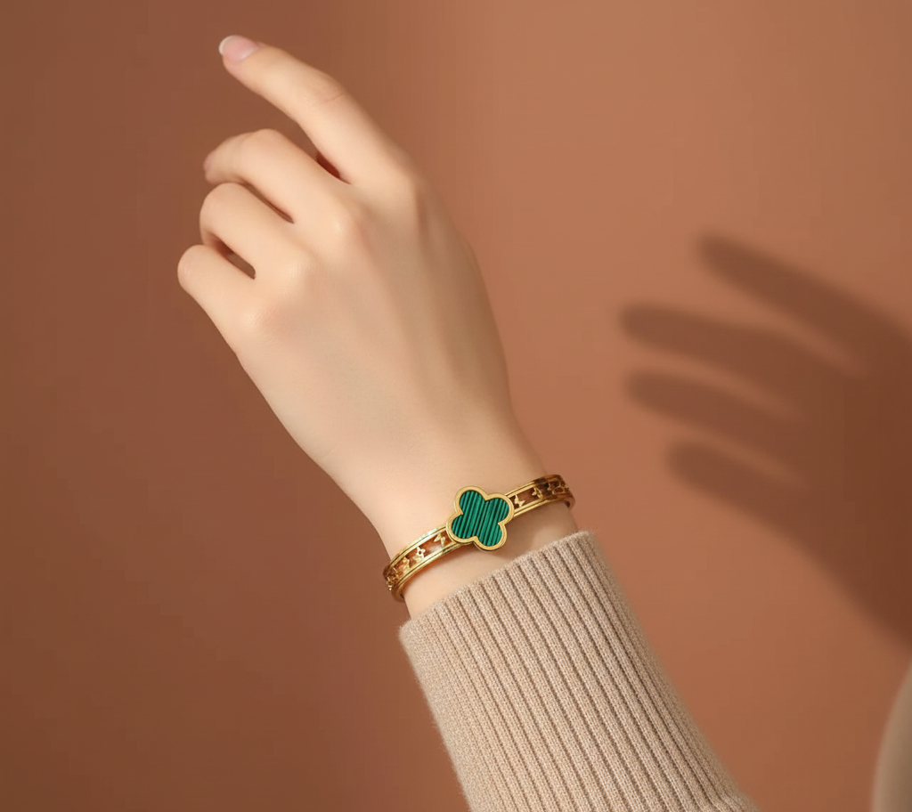 The Single Hinged Clover Bangle (Multiple Colors)