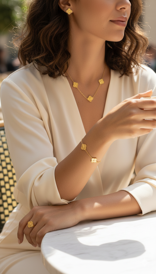 The Signature Clover Collection – Full Set packaged in a luxurious red jewelry box