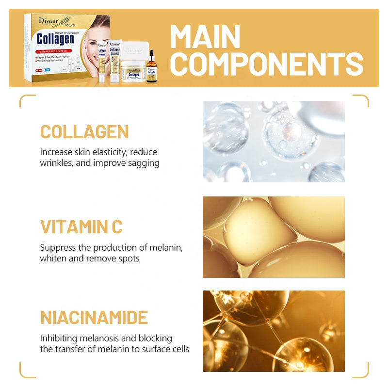 Disaar Collagen Skincare Set 💛✨ (Repair Series – 5 Pieces)