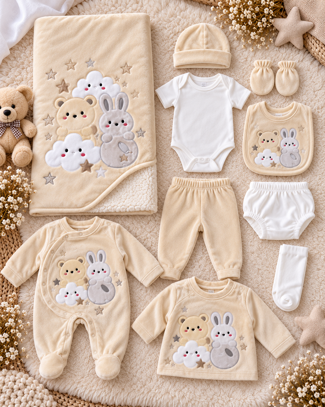 Baby 10-Piece Velvet Hospital Set
