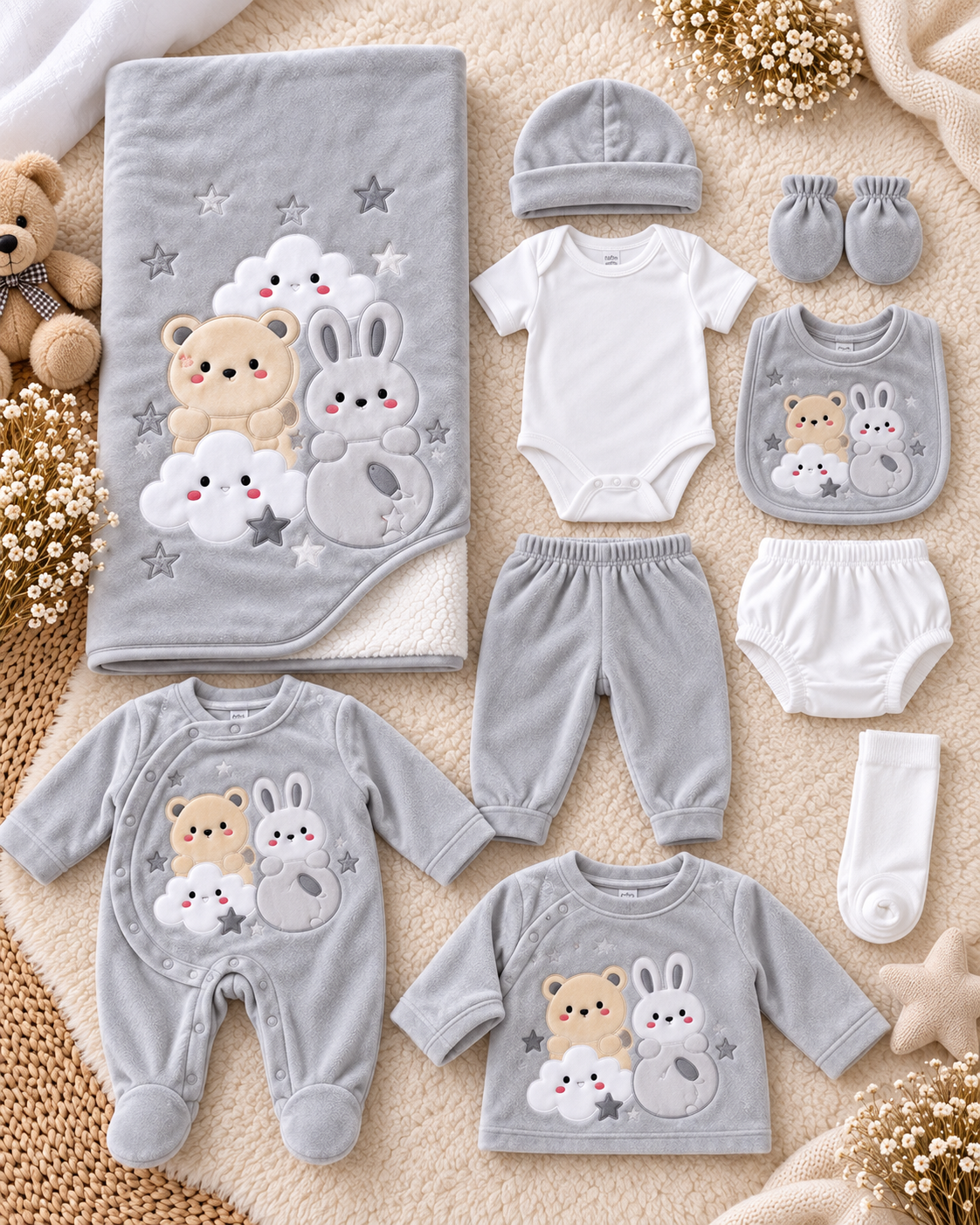 Baby 10-Piece Velvet Hospital Set