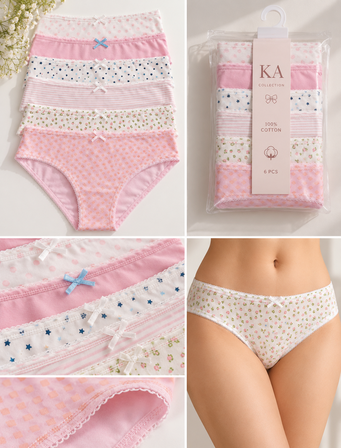 100% Cotton Briefs - Set of 6 pieces