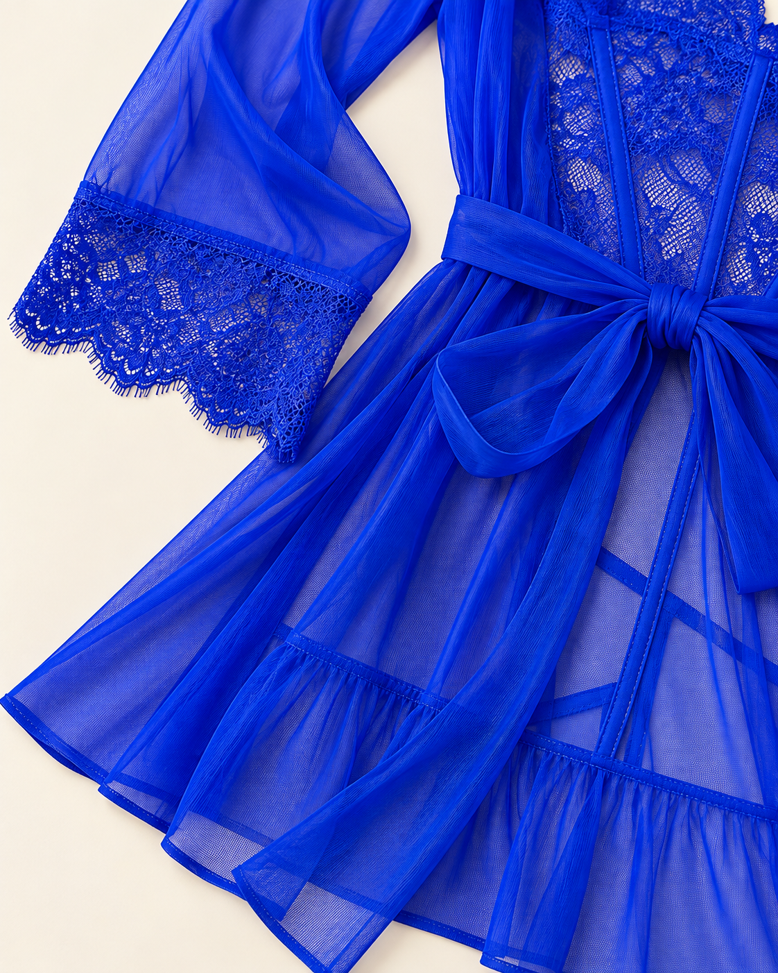 Lace & Sheer Robe Lingerie Set