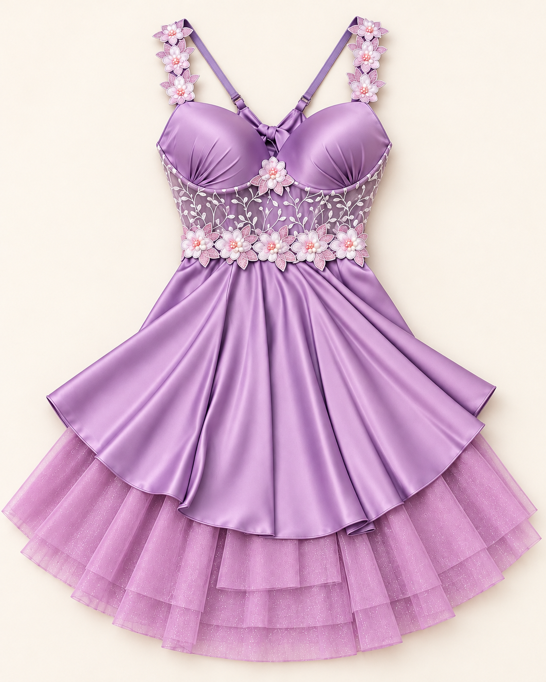 Floral Satin Babydoll Dress