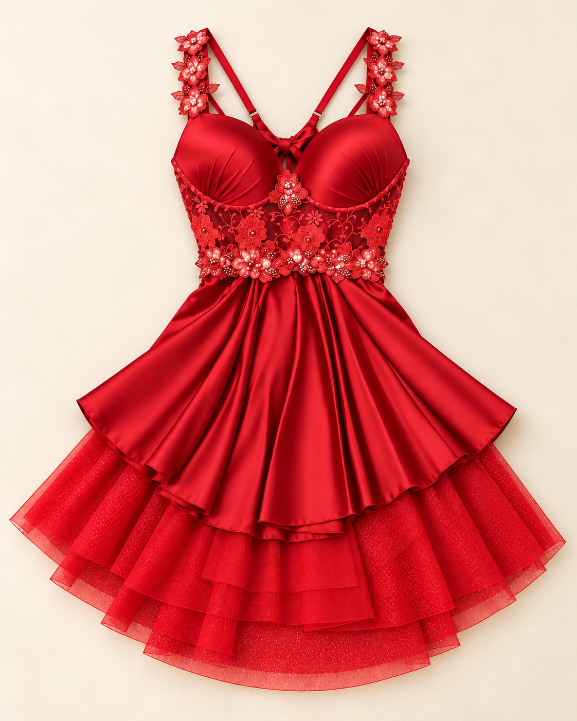 Floral Satin Babydoll Dress