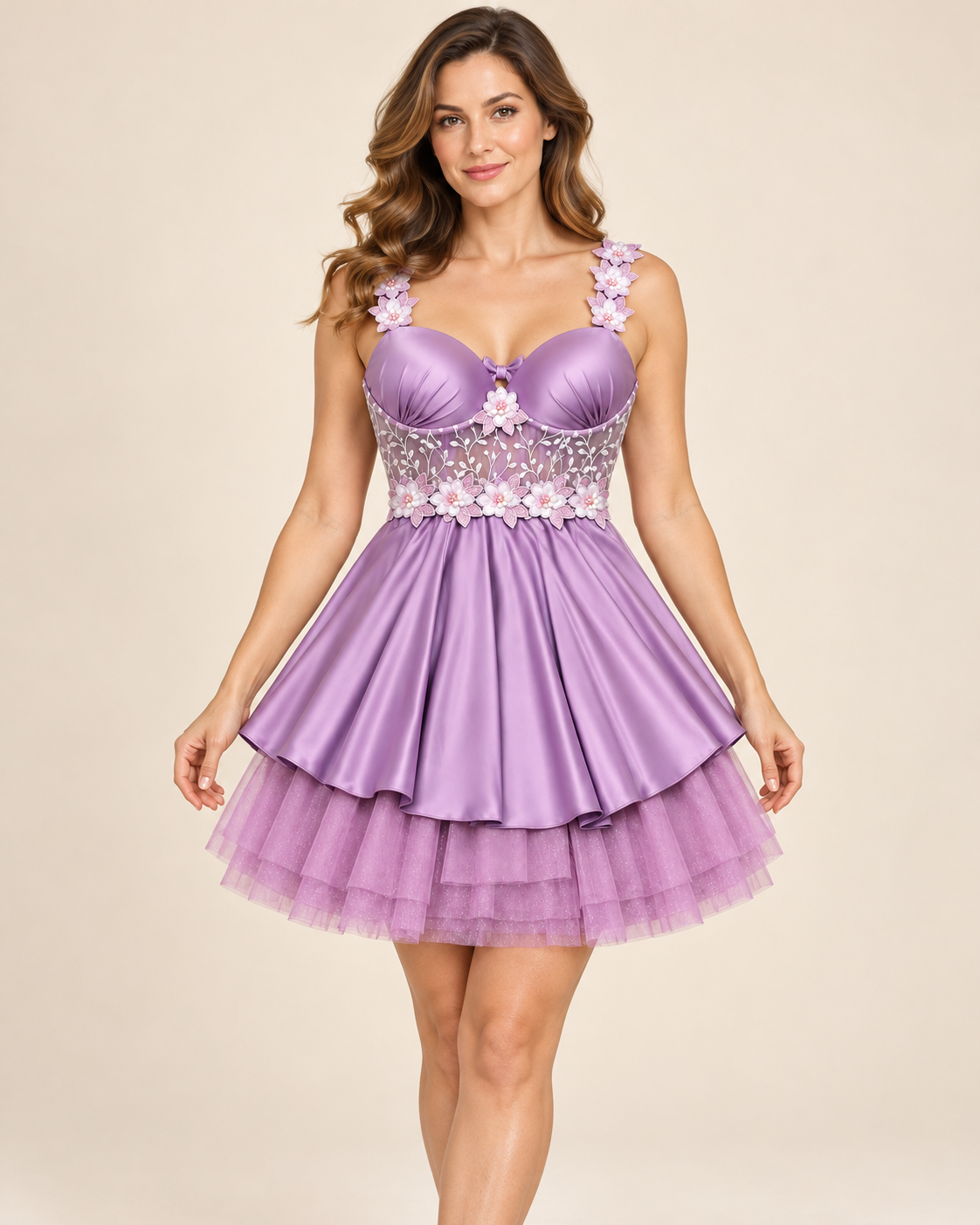 Floral Satin Babydoll Dress