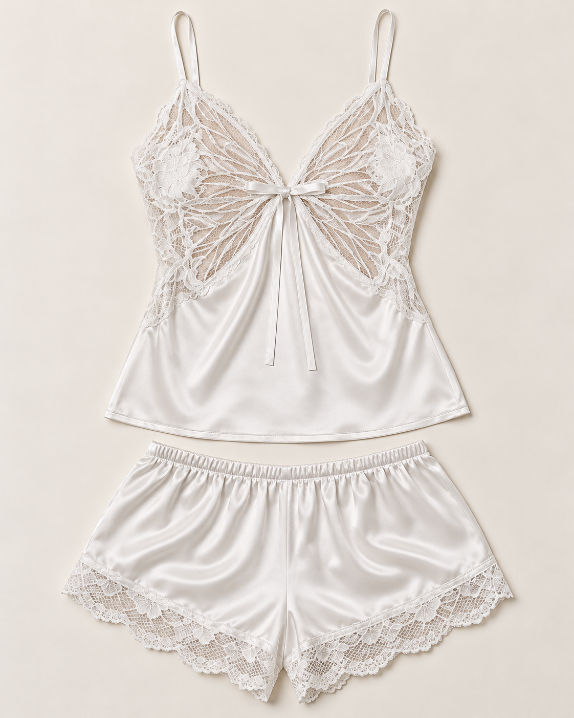 Butterfly Lace Satin Cami & Shorts Set