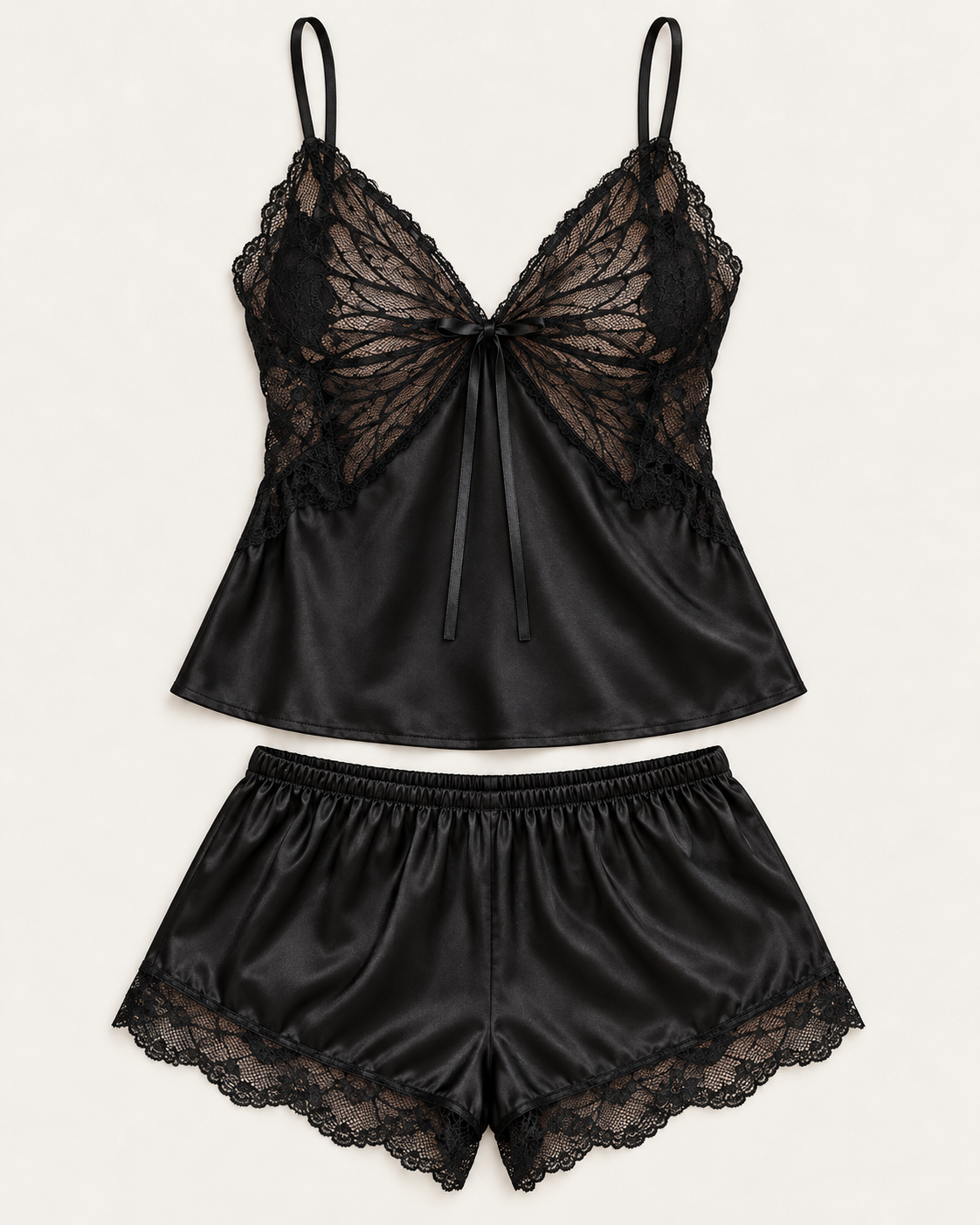 Butterfly Lace Satin Cami & Shorts Set