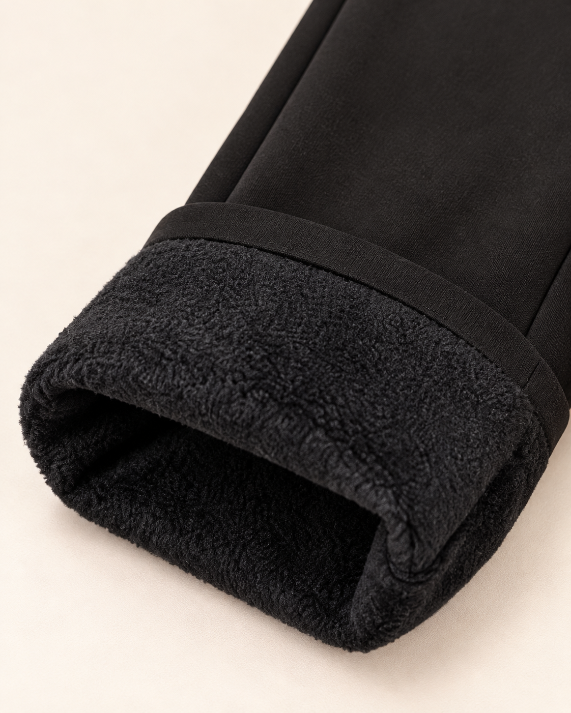 Black Fleece-Lined High-Waisted Trousers