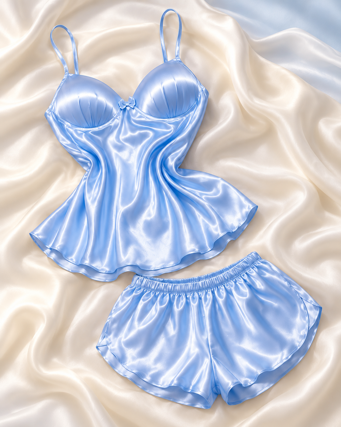 Four-Piece Satin and Lace Sleepwear Set