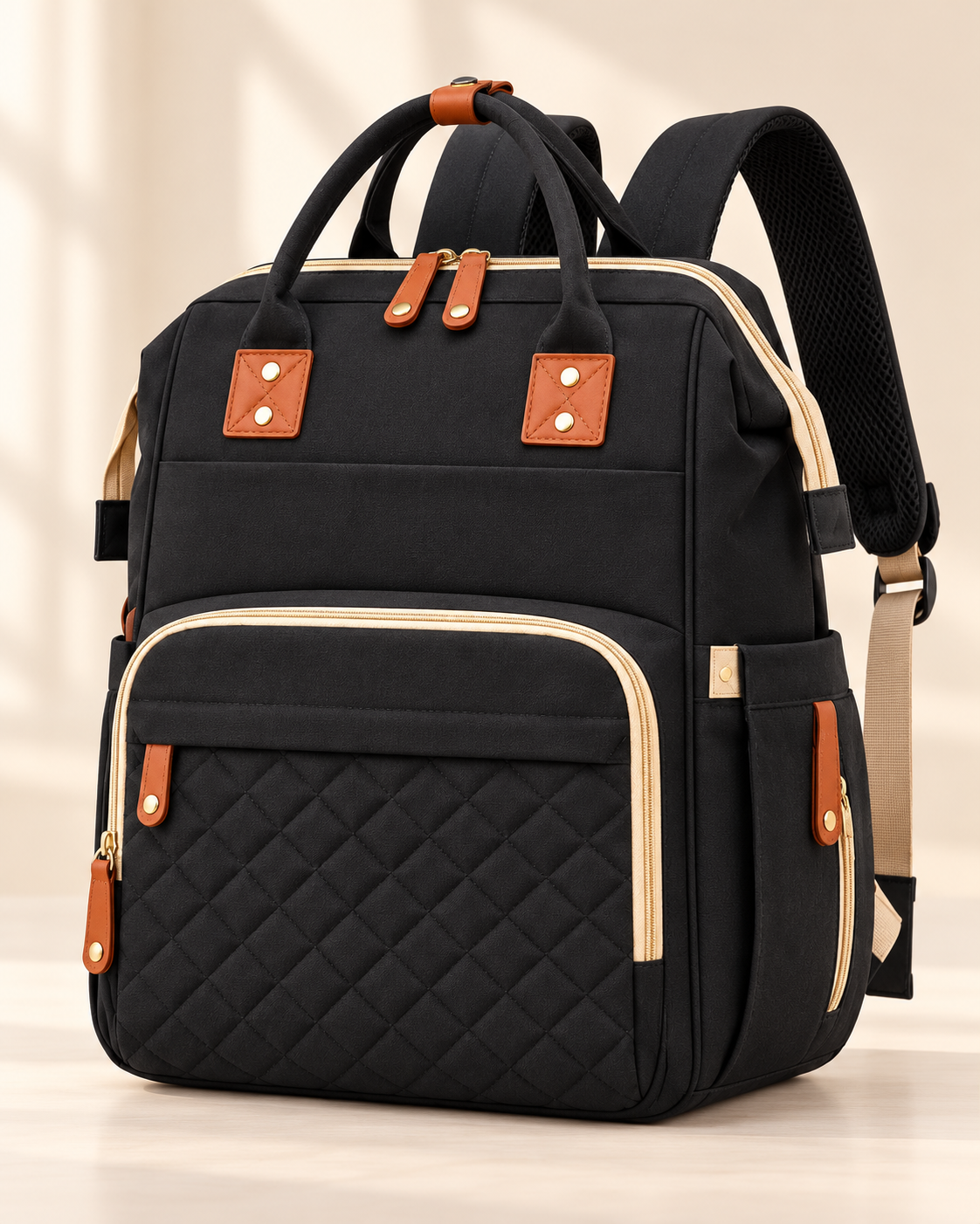 Multifunctional Diaper Bag Backpack with Fold-Out Baby Changing Bed