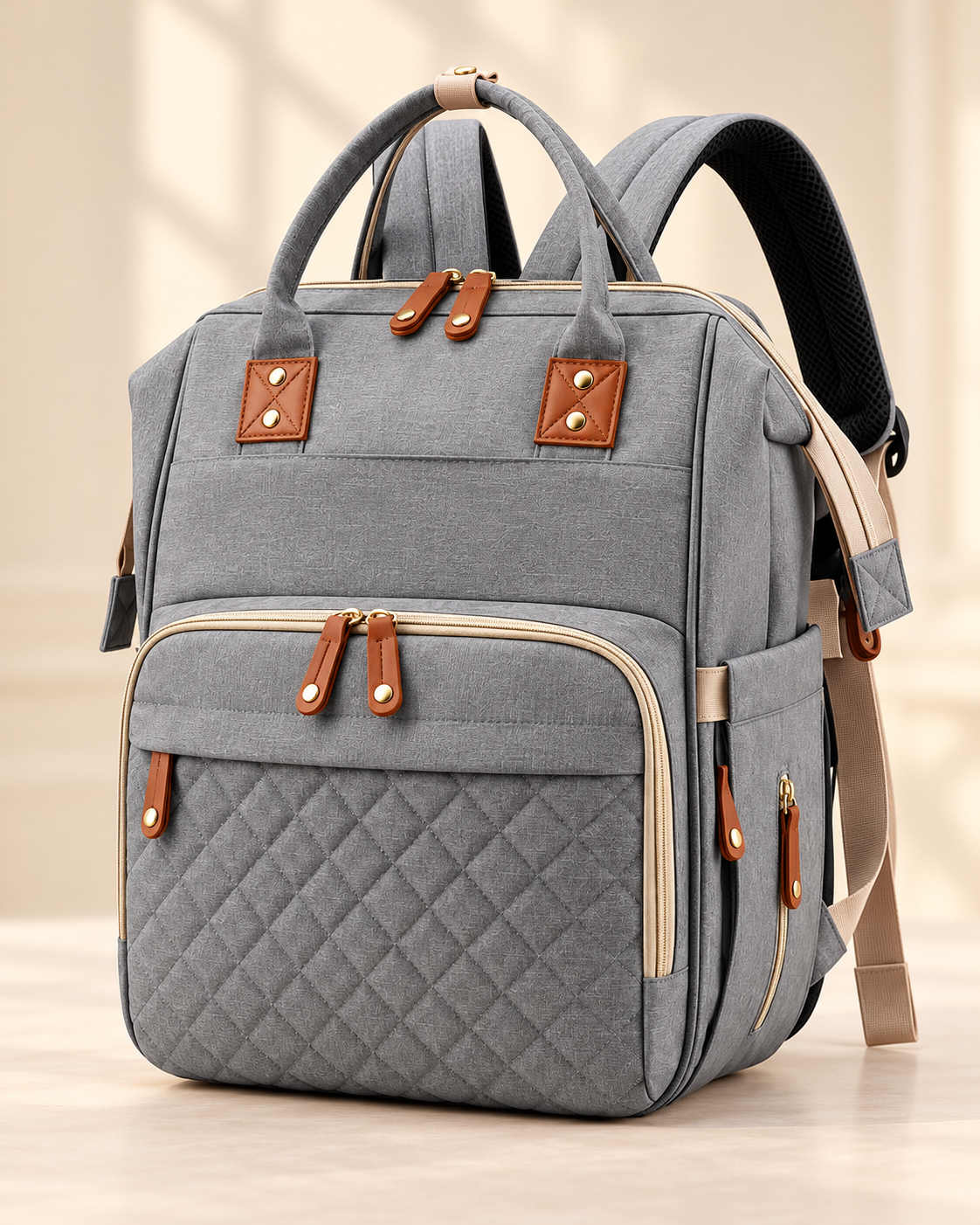 Multifunctional Diaper Bag Backpack with Fold-Out Baby Changing Bed