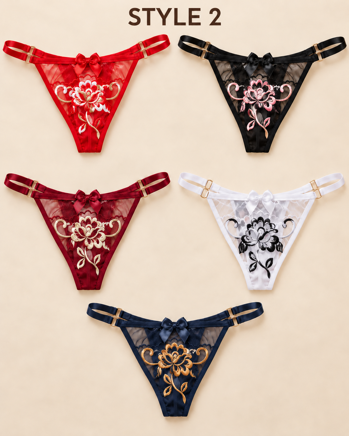Women’s Lace & Embroidered String Panties