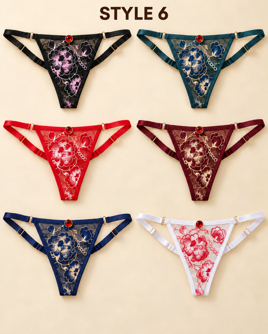 Women’s Lace & Embroidered String Panties