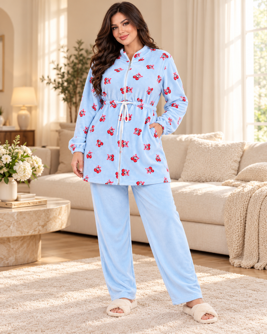 Women’s Cherry Print Cozy Pajama Set
