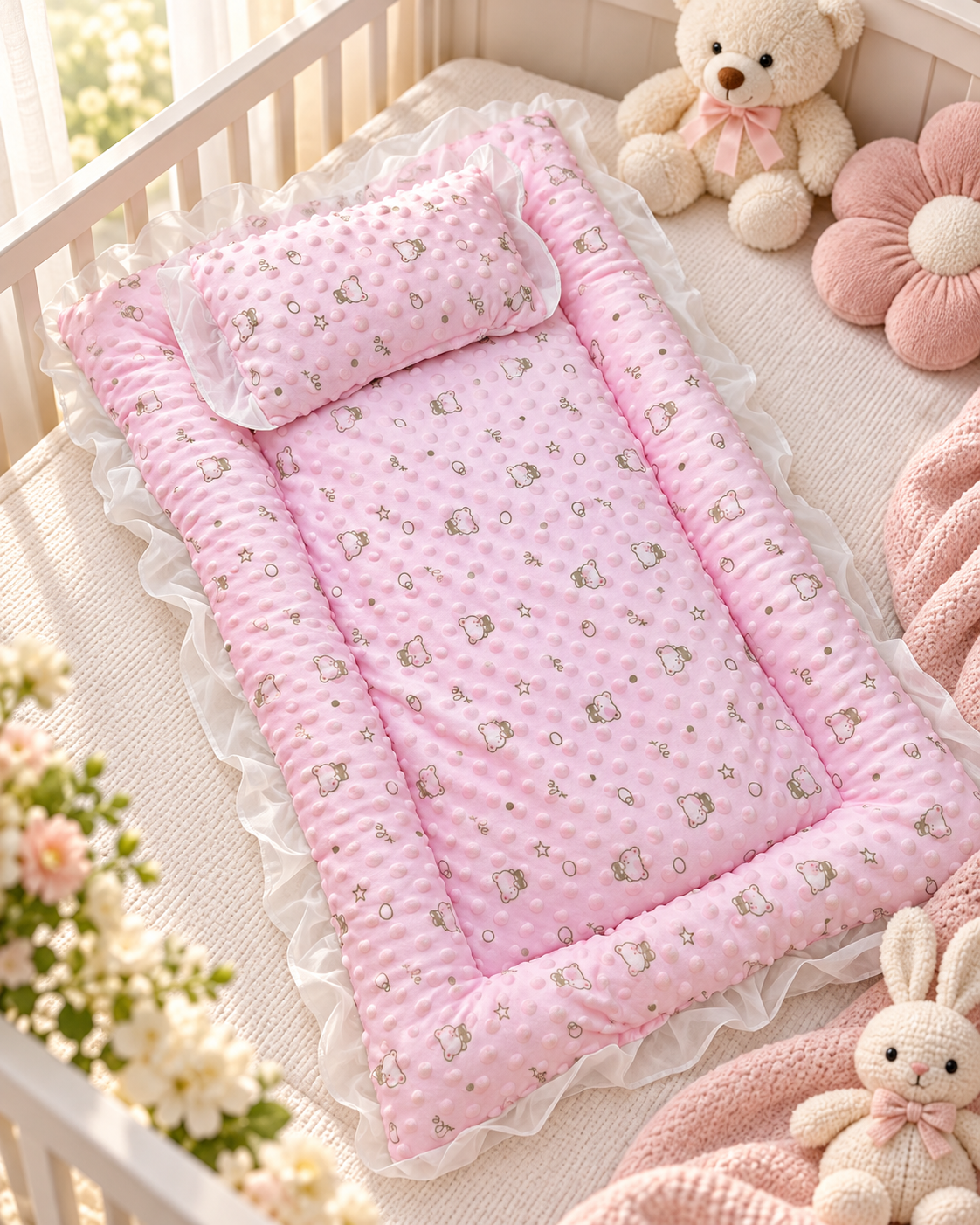 Baby Cushioned Lounger with Pillow