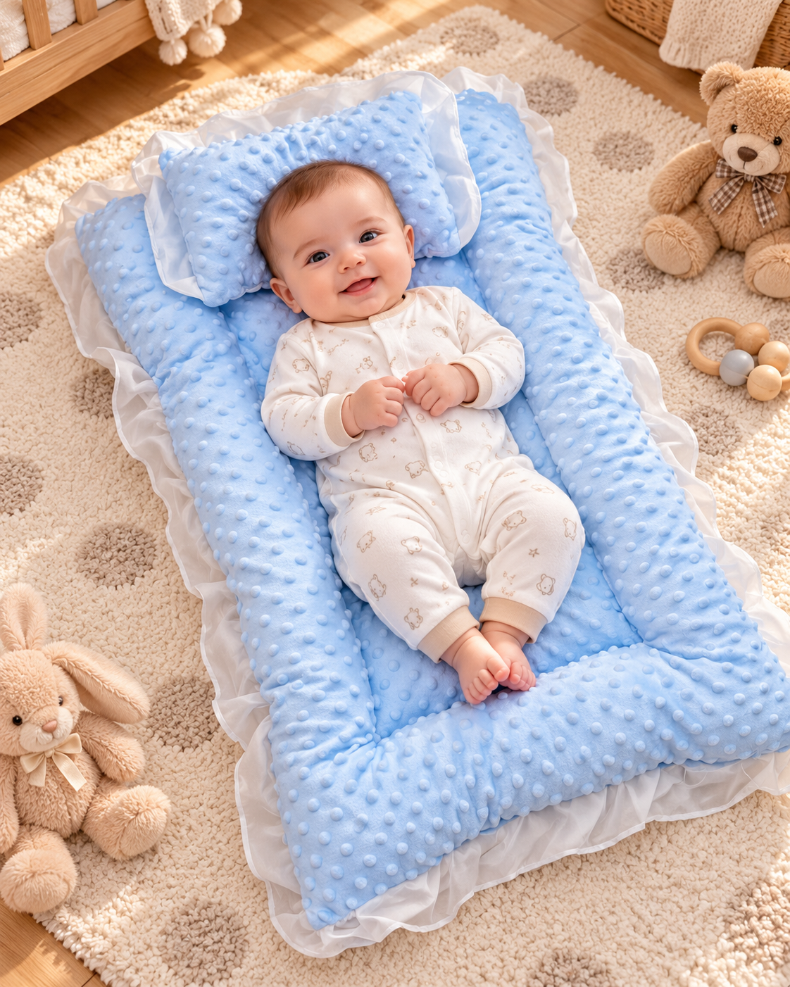 Baby Cushioned Lounger with Pillow