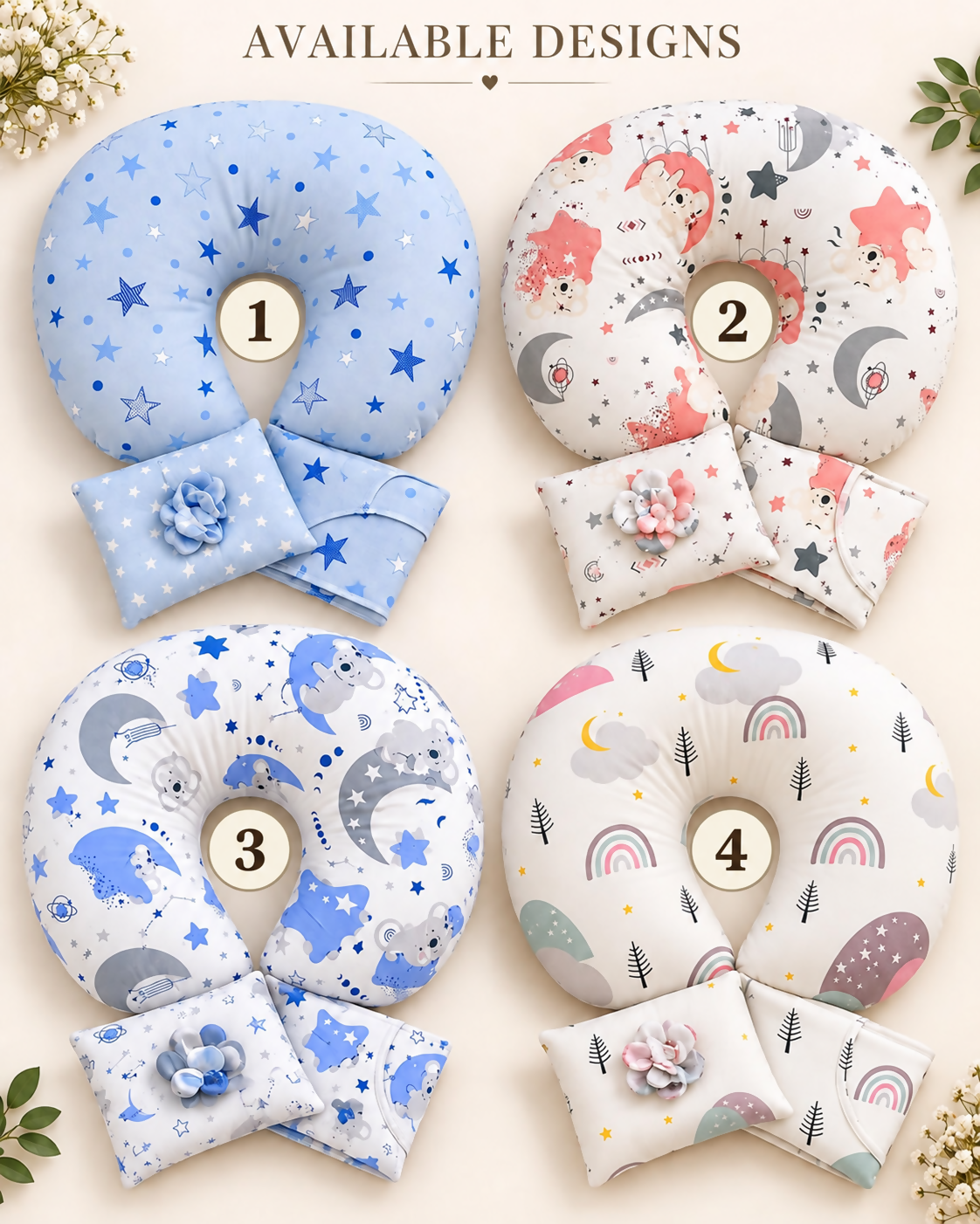3-in-1 Cotton Nursing Pillow Set