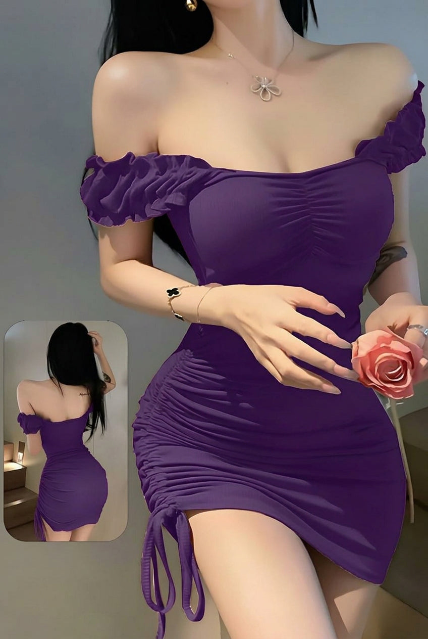 Women's Off-Shoulder Ruched Mini Bodycon Dress - supplier photo 5