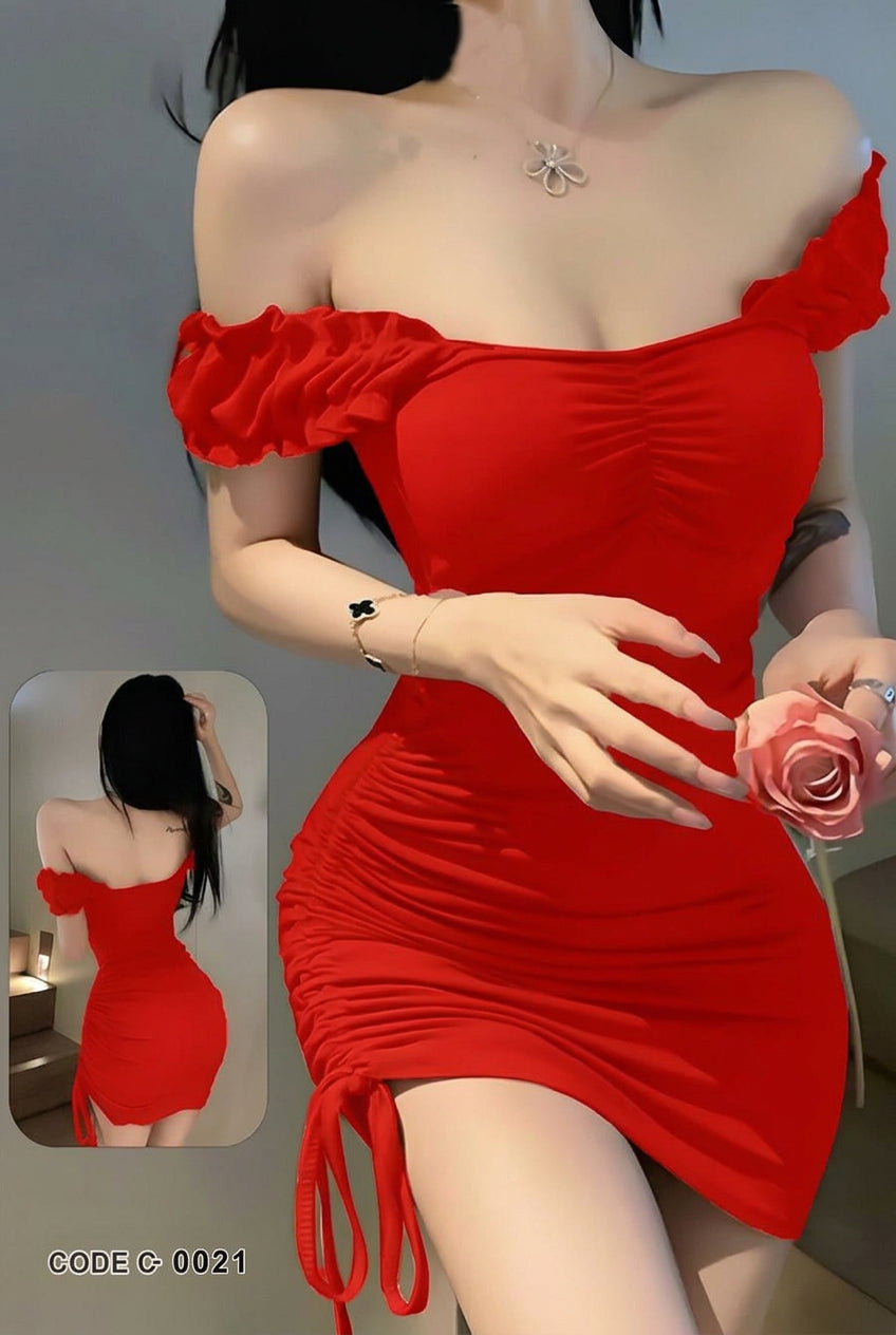 Women's Off-Shoulder Ruched Mini Bodycon Dress - supplier photo 2