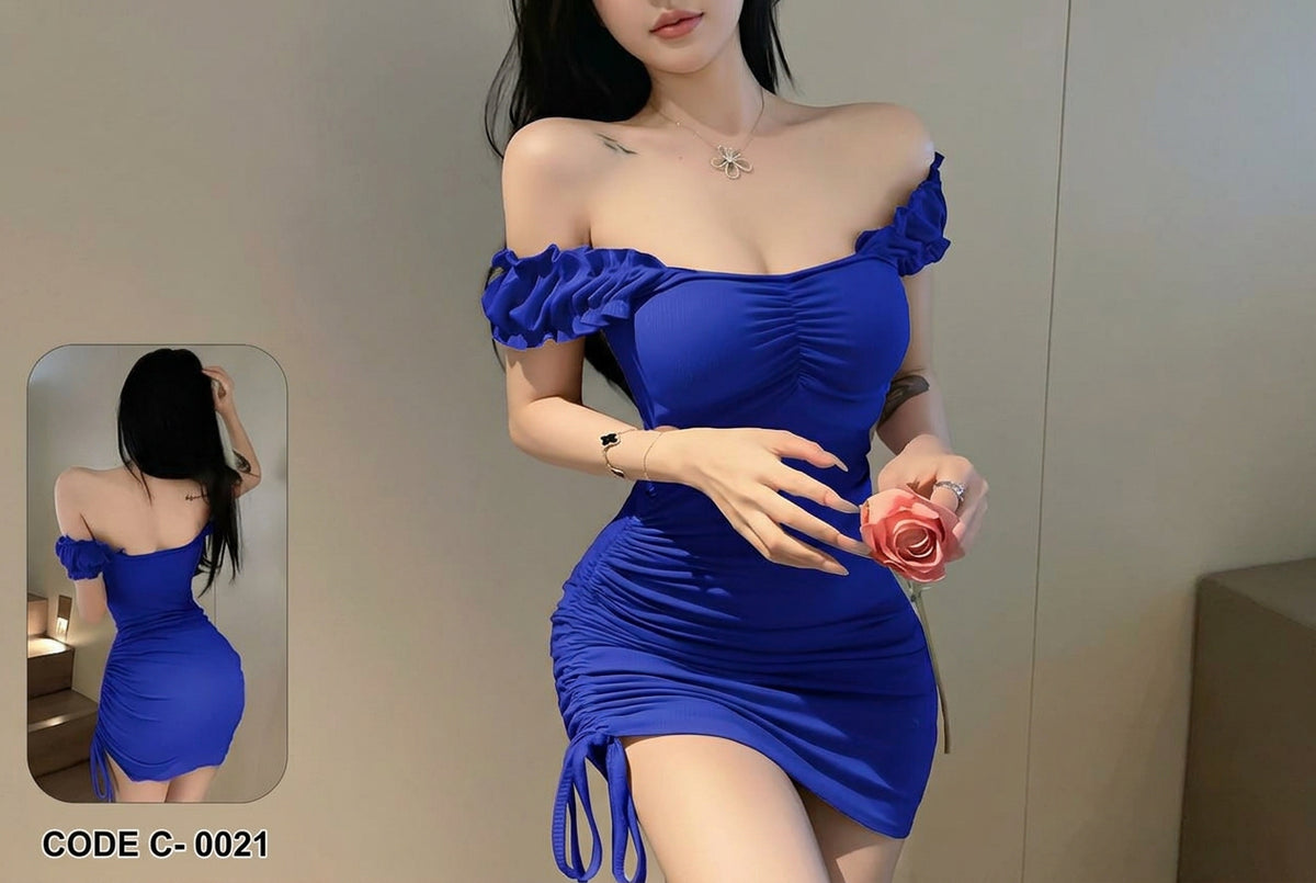 Women's Off-Shoulder Ruched Mini Bodycon Dress - supplier photo 4