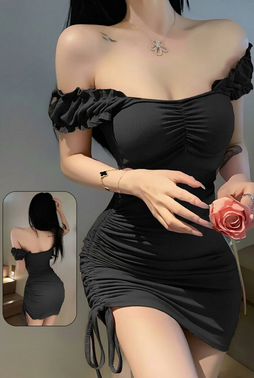 Women's Off-Shoulder Ruched Mini Bodycon Dress - supplier photo 6