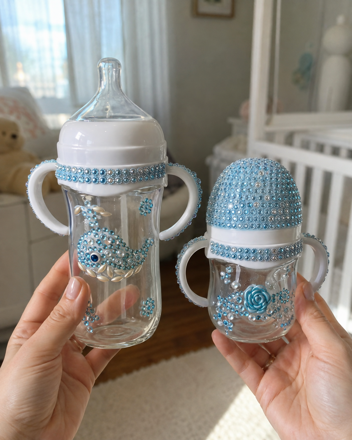 Decorated Glass Baby Bottle