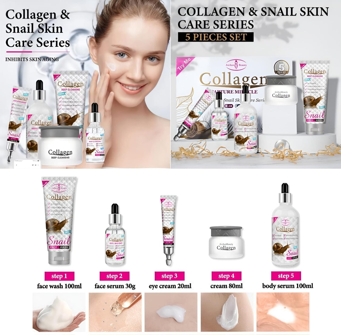 Collagen Snail Skincare Set – Repair, Hydrate & Glow