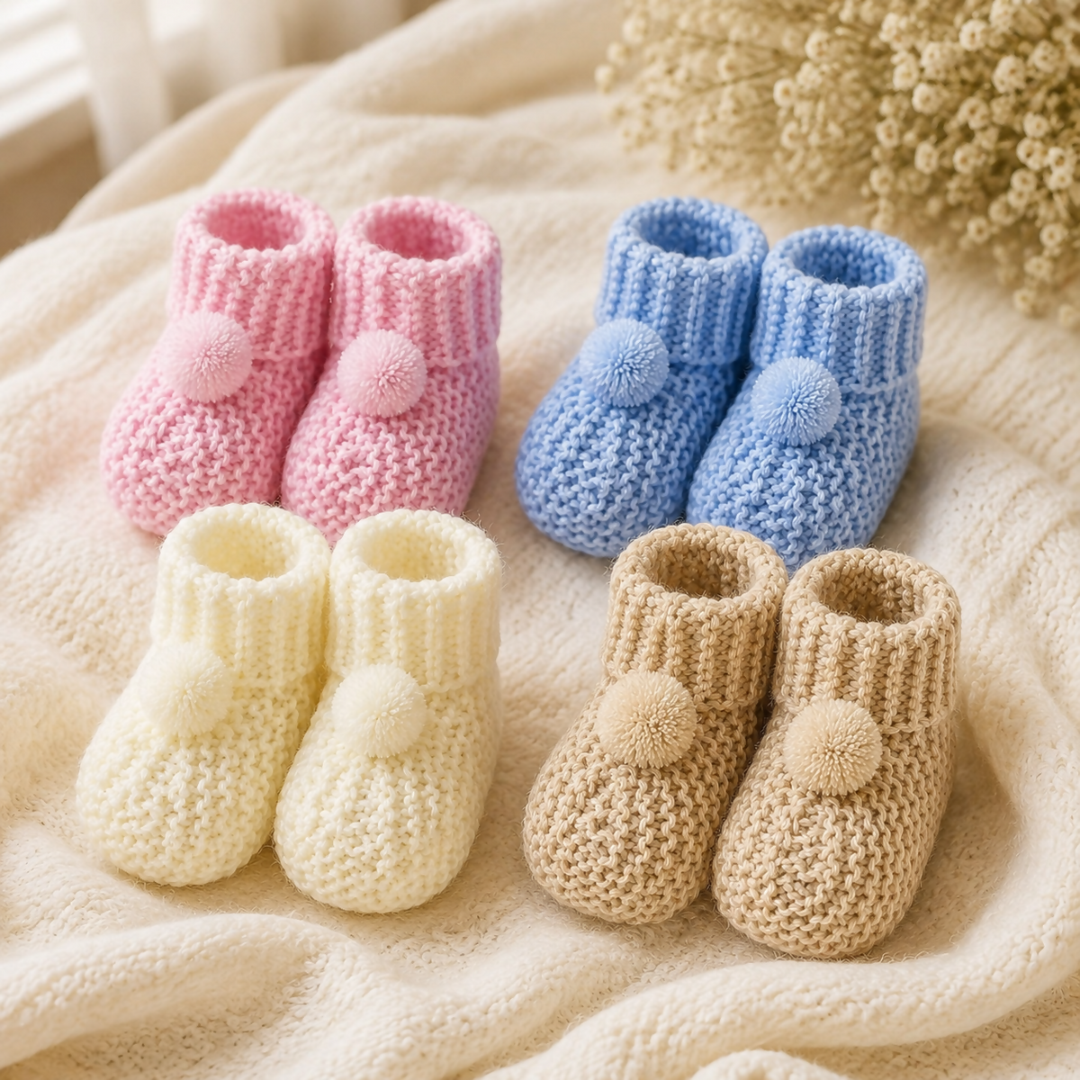 Baby Knitted Booties – 0–6 Months