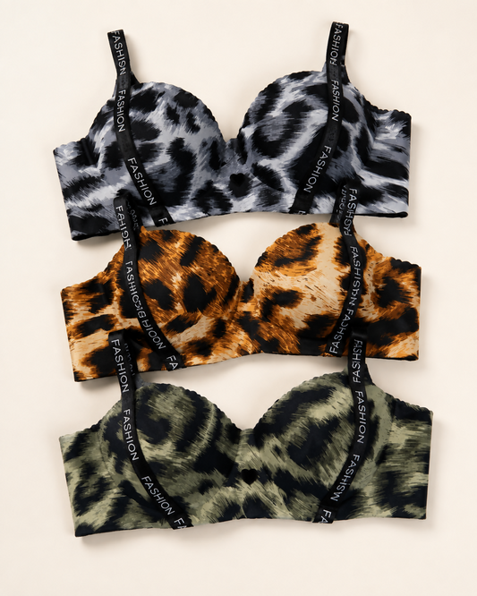 Animal Print Double-Padded Wireless Bra