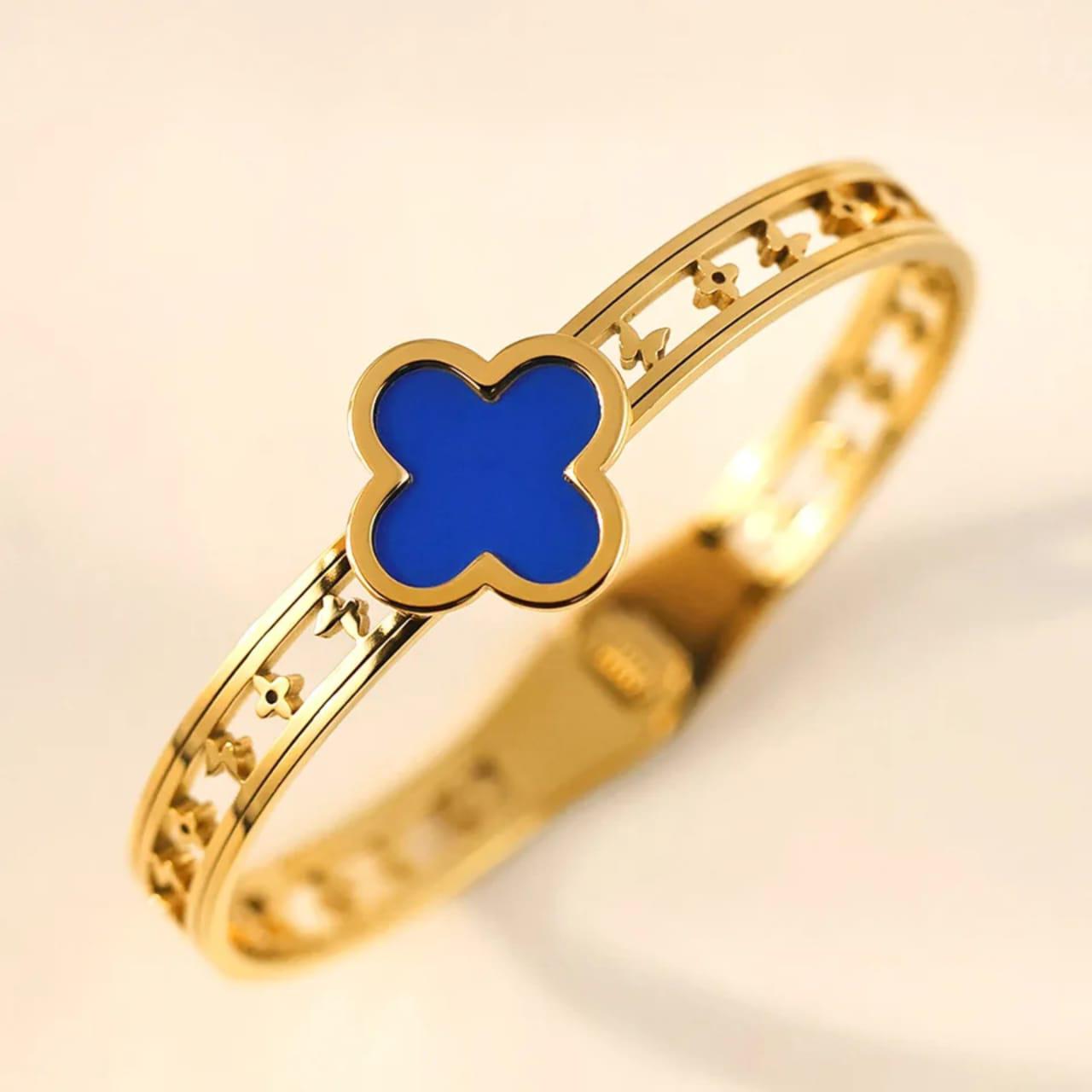 The Single Hinged Clover Bangle (Multiple Colors)