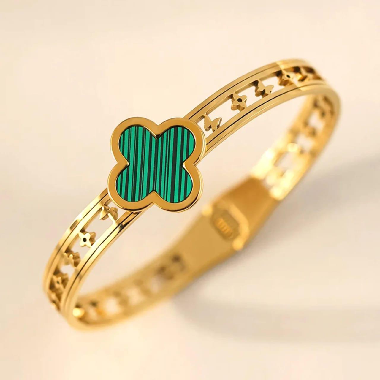 The Single Hinged Clover Bangle (Multiple Colors)