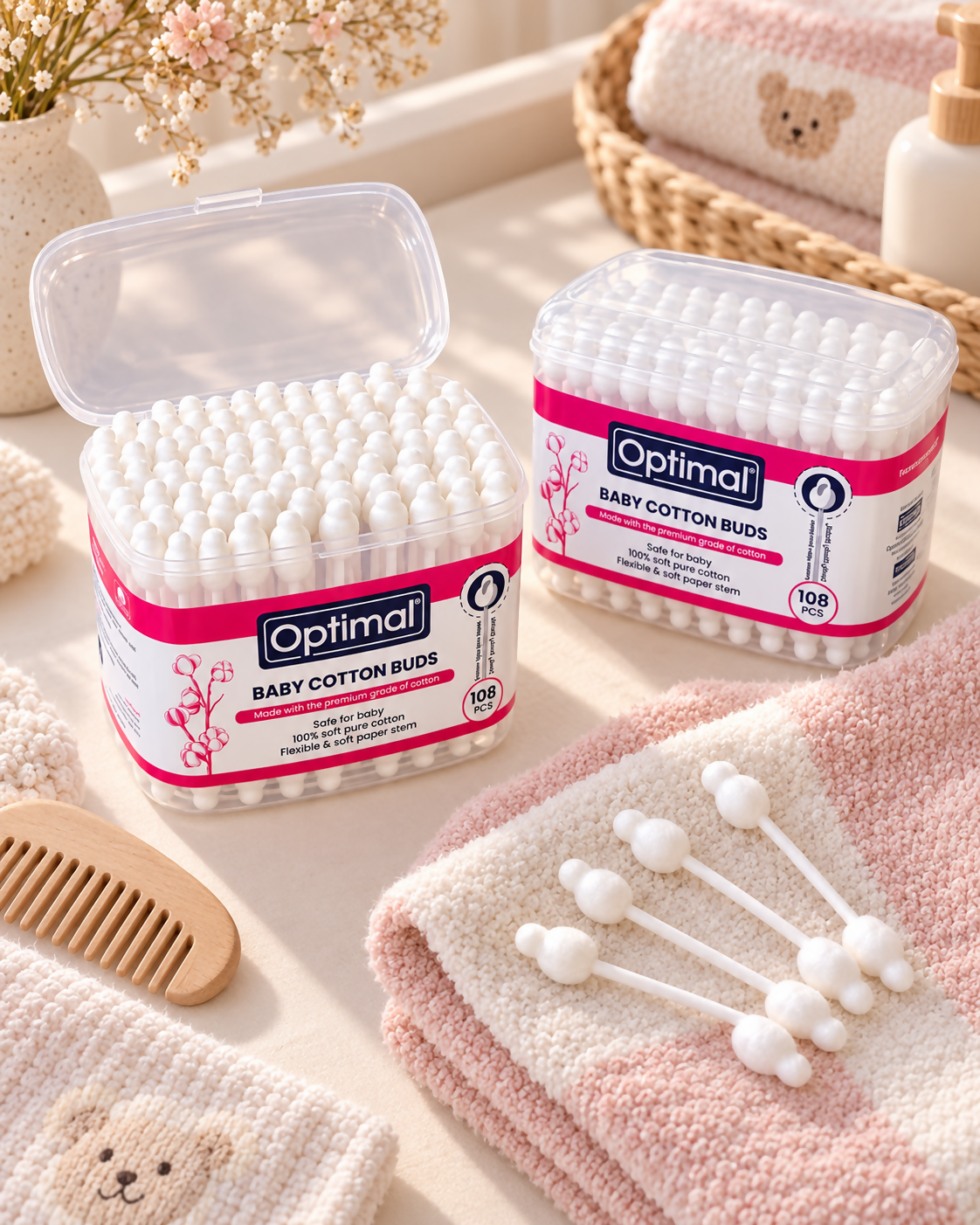 Optimal Baby Cotton Buds – 108 Pieces