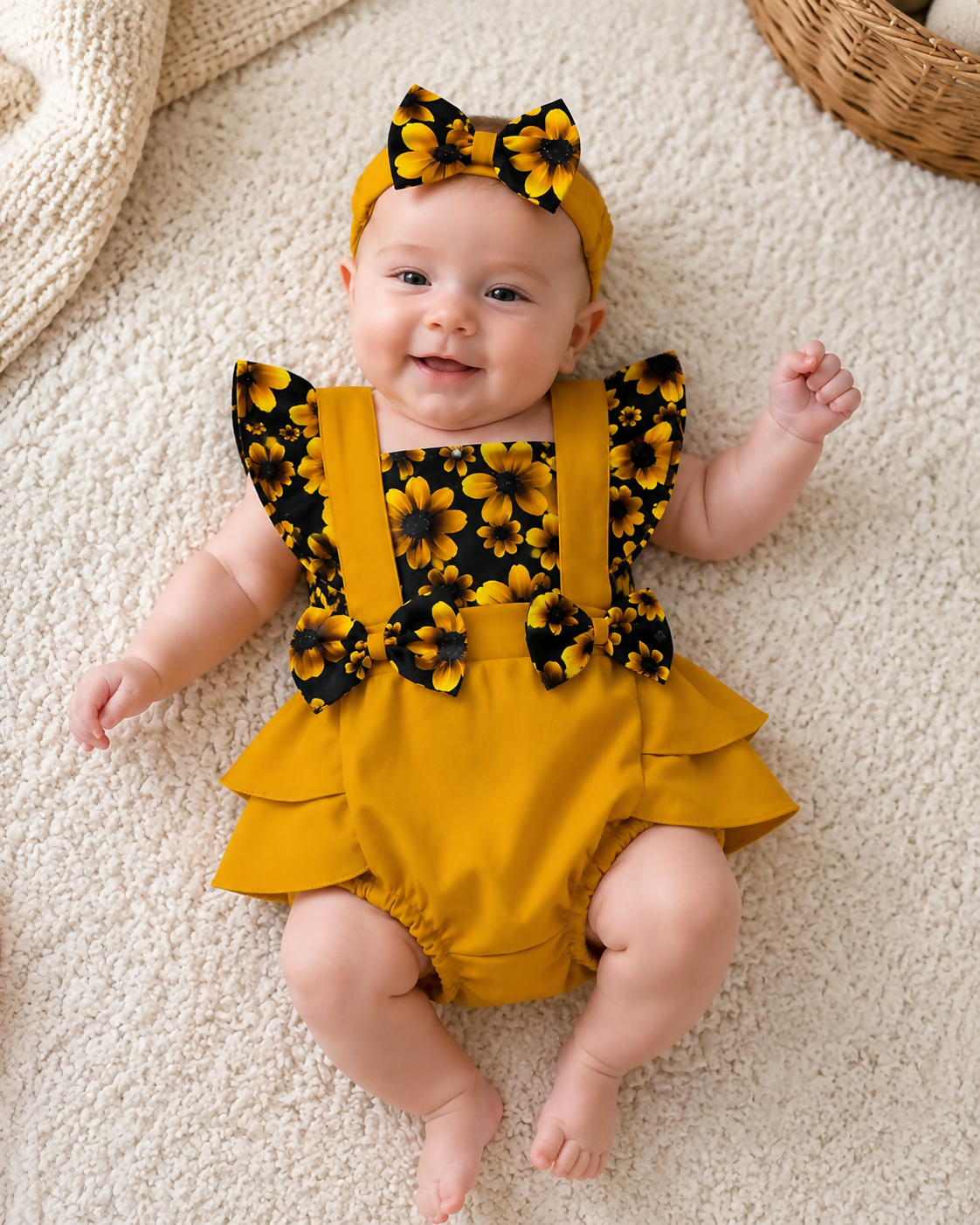 Baby Girl Satin Romper with Headband
