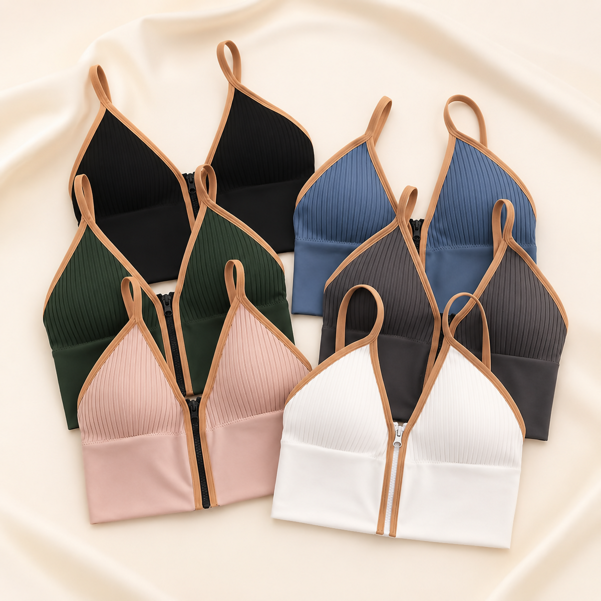 Ribbed Zip-Front Bralette